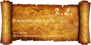 Kacsovszky Lili névjegykártya